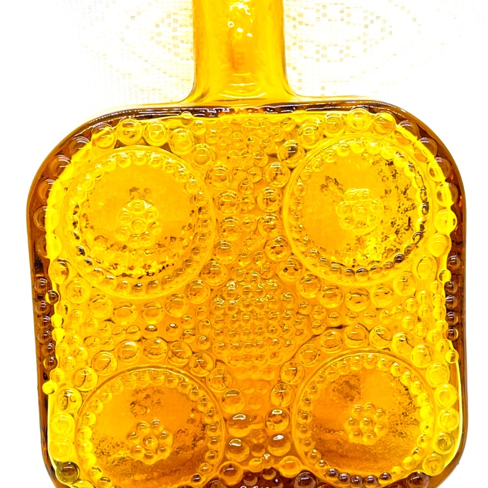 Riihimaen Lasi Nanny Still Amber Art Glass Grapponia Bottle From Finland - Picture 9 of 9